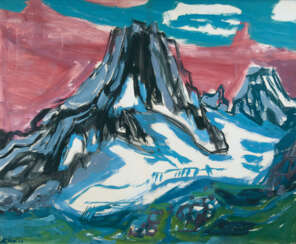 Eduard Hopf ''Schnee in den Bergen, roter Himmel''