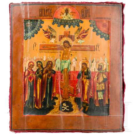 Ikone mit der Kreuzigung Christi, Russland, 19. Jhdt. - photo 1