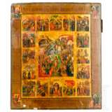 Festtagsikone mit 16 Hochfesten und den vier Evangelisten, Russland, 19. Jhdt. - photo 1