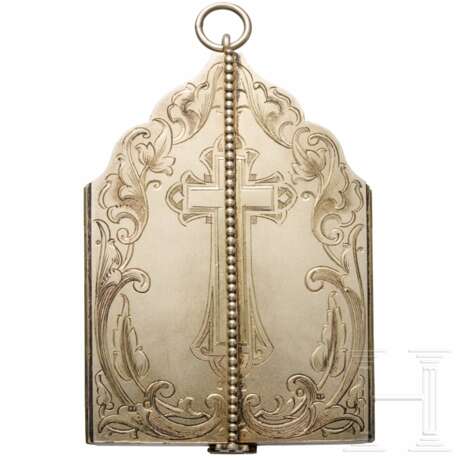 Ikonen-Triptychon mit dem Heiligen Wladimir, Russland, Moskau, Iwan S. Gubkin, um 1890, mit Etui der Firma Olowjanischnikow - photo 4