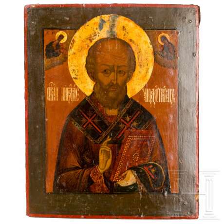 Ikone mit dem Heilgen Nikolaus von Myra, Russland, 19. Jhdt. - Foto 1