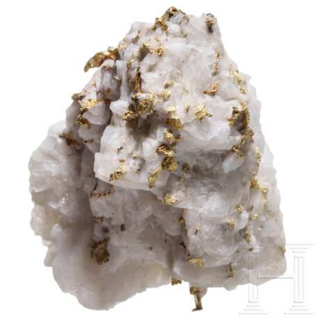 Weißer Quarz mit gelber Goldäderung - photo 1
