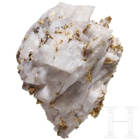 Weißer Quarz mit gelber Goldäderung - photo 2