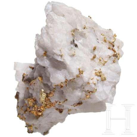 Weißer Quarz mit gelber Goldäderung - photo 3
