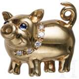 Goldbrosche in Form eines Schweinchens, London, E. Wolfe & Co. - photo 1