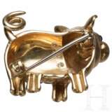 Goldbrosche in Form eines Schweinchens, London, E. Wolfe & Co. - photo 2