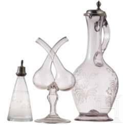 Henkelkrug, Doppelflasche und Säuglingsflasche, wohl deutsch, Ende 18./19. Jhdt.