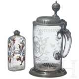 Schnapsflasche und Walzenkrug, deutsch, 18. Jhdt. und Thüringen, um 1800 - Foto 1
