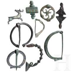 Neun Fibeln, eisenzeitlich bis römisch, 6. Jhdt. v. - 3. Jhdt. n. Chr.