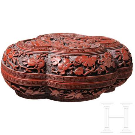 Vierpassige Rotlack-Dose "Han Xiangzi", China, um 1900 - photo 2