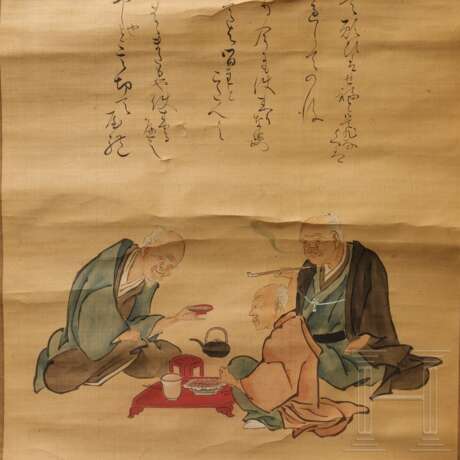 Rollbild mit Darstellung dreier alter Männer, Japan, Taisho-Zeit, 1912 - 1926 - photo 2
