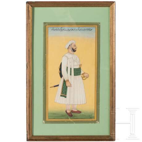 Seltenes Porträt des Tonk-Staatsgründers Nawwab Muhammad Amir Khan Shamshir Jang in Gouache, Indien, 19./20. Jhdt. - photo 1