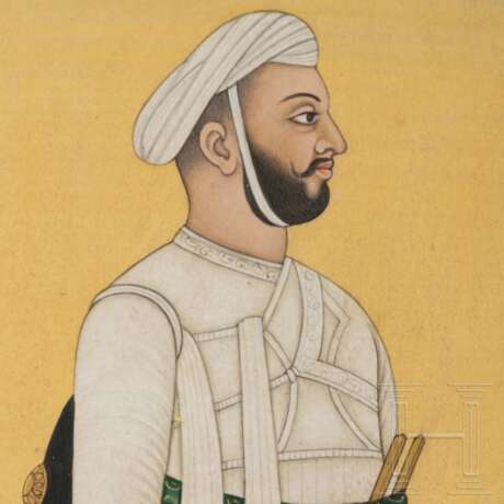Seltenes Porträt des Tonk-Staatsgründers Nawwab Muhammad Amir Khan Shamshir Jang in Gouache, Indien, 19./20. Jhdt. - photo 2