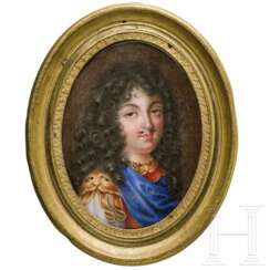 Porträt des französischen Königs Louis XIV. (1643 - 1715), fein gemalte Miniatur, wohl Frankreich, 18. Jhdt.