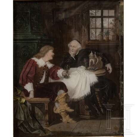 Carl Schweninger, kleinformatiges Hinterglasbild mit Genreszene, Wien, Ende 19. Jhdt. - photo 4