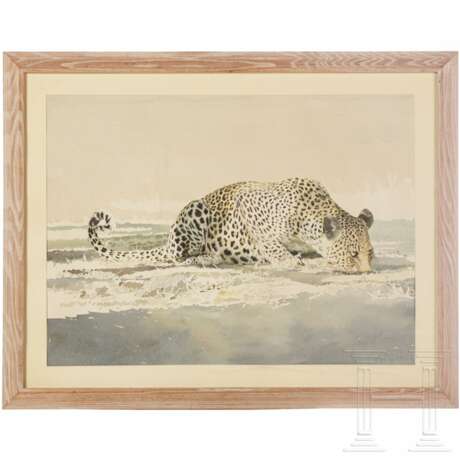 Leigh Voight, "Leopard drinking", Südafrika, datiert 1997 - photo 1