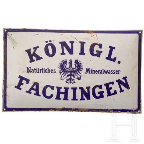 Vier Emailleschilder, darunter "Perutz Photo" und "Königl. Fachingen Mineralwasser", deutsch, 1920er Jahre - фото 3