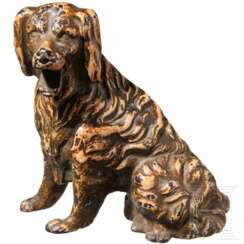 Wiener Bronze eines sitzenden Hundes, 19./20. Jhdt.