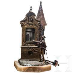 Franz Bergmann (1861 - 1936) - Bronzelampe "Das Bekenntnis", Wiener Bronze, um 1900