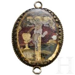 Eglomisée-Rosenkranzanhänger, deutsch, um 1600