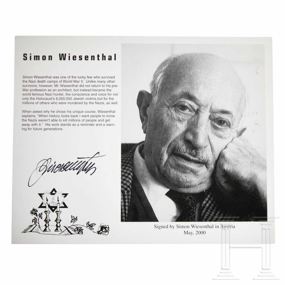 A Signed Photo of Simon Wiesenthal A Signed Photo of Simon Wiesenthal
