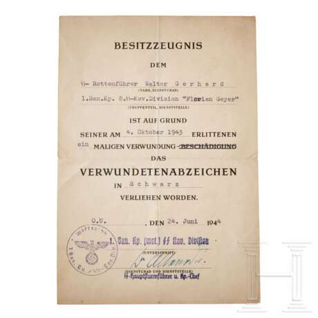 A Collection of SS Rottenführer Walter Gerhard of "Florian Geyer" - Foto 1