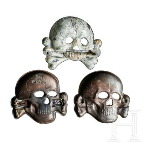 A Small Collection of SS Visor Cap Skull Insignia - фото 2