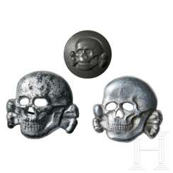 A Small Collection of SS Visor and Sidecap Skull Insignia