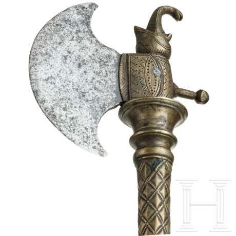 Tabar (Streitaxt) mit Bronzeschaft, Südindien, um 1800 - Foto 3