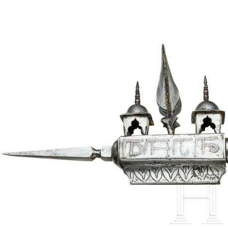 Tempelaxt mit Silber- und Messingeinlagen, Indien, 19. Jhdt. - photo 5