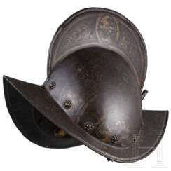 Goldgefasster, geschwärzter Morion, Sachsen, um 1600