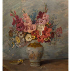 RENELT, G. (Maler/in Ende 19./Anf. 20. Jahrhundert), "Stillleben mit Sommerblumenstrauß in Vase",