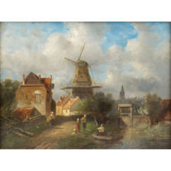 LEICKERT, CHARLES (1816-1907, belgischer Maler), "An der Schleuse",