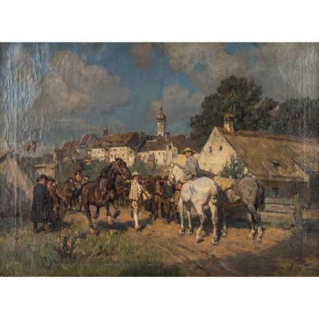 VELTEN, WILHELM (1847-1929), "Pferdemarkt vor der Stadt", - photo 1