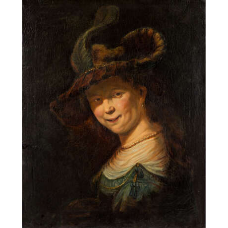 Maler und Kopist 19. Jahrhundert, NACH REMBRANDT, "Portrait der jungen Saskia", - Foto 1