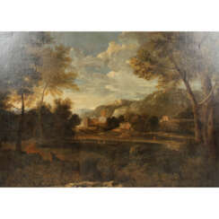 WILSON, RICHARD, ZUGESCHRIEBEN/UMKREIS (R.W.: Penegoes 1714-1782 Llanberis/Wales), "Landschaft mit Figuren",