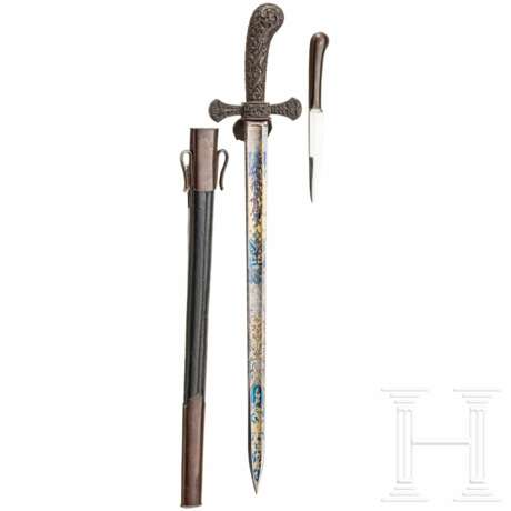 Luxus-Hirschfänger mit seltener Eisenmontierung, Wester & Cie, Solingen, um 1840/50 - photo 2