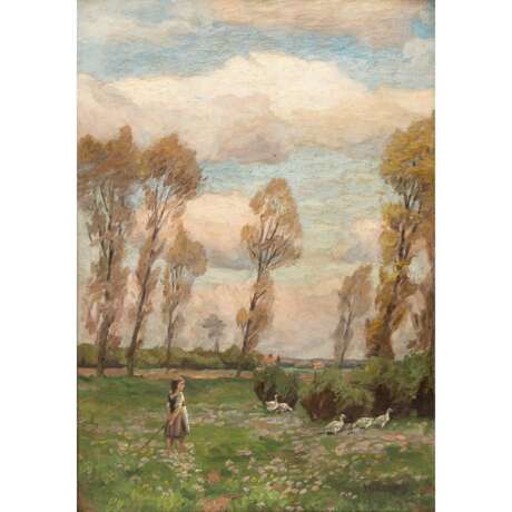 LUCAS, WILHELM (1884-1918) "Gänsemagd auf Blumenwiese" - photo 1