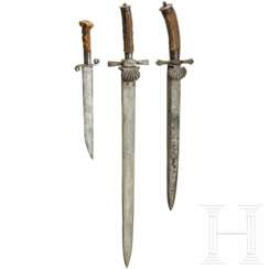 Zwei Hirschfänger und ein Jagdmesser, deutsch, 19. Jhdt.