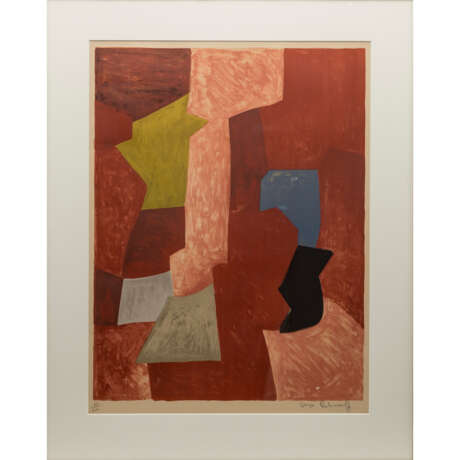 POLIAKOFF, SERGE (1900-1969), "Abstrakte Komposition in Rottönen, Grün, Blau, Schwarz und Grau", - фото 1
