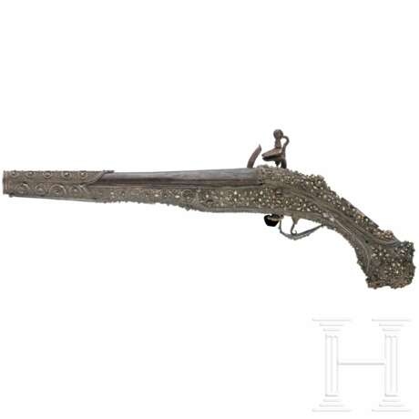 Silbermontierte Steinschlosspistole, balkantürkisch, um 1800 - photo 2