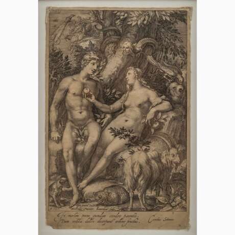 SANREDAM, JAN PIETERSZ. nach Hendrick Goltzius (16./17. Jahrhundert), "Adam und Eva", - photo 1