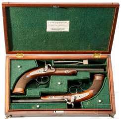 Ein Paar Perkussionspistolen im Kasten, Tanner in Hannover, um 1840