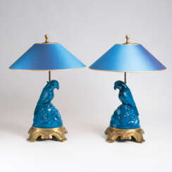 ''Paar Victorian Tischlampen 'Papageien'''