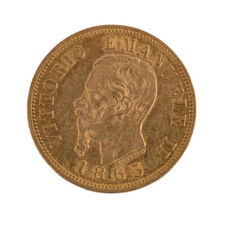 Italien/GOLD - ca. 2,90 g GOLD fein, 10 Lire 1863, Vittorio Emanuele II, s+, - photo 1