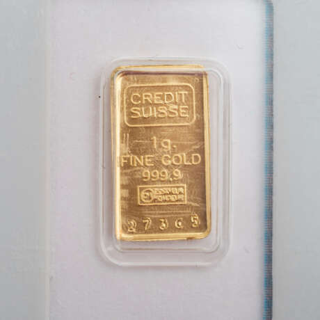 GOLDbarren - 1g GOLD fein, GOLDbarren geprägt, Credit Suisse, - Foto 3