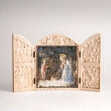 ''Kleines Elfenbein-Triptychon 'Maria in Anbetung des Kindes''' - Foto 1