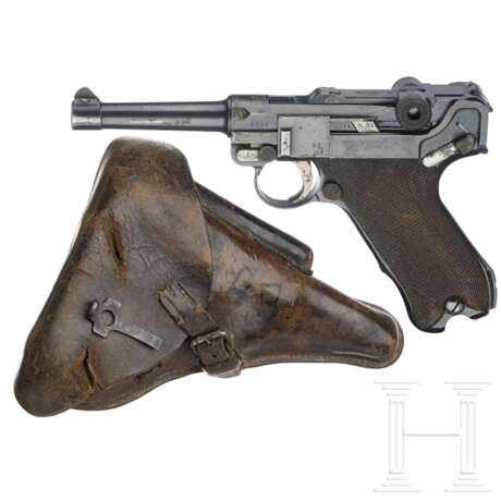 Pistole 08, DWM, 1915, mit Durchschuss, dazu Koffertasche - photo 1