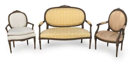 Louis XVI-Sitzbank und zwei Fauteuils - фото 1