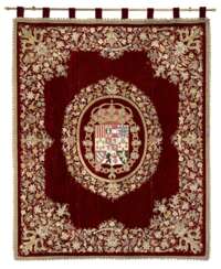 Prunkvoller Repostero Wandbehang mit Wappen des Königs Ferdinand VII. von Spanien